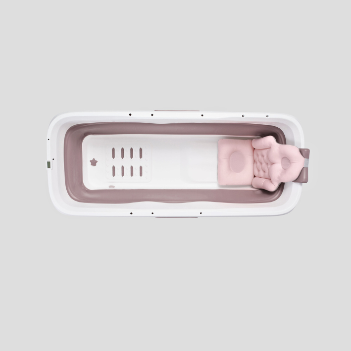 Foldebadekar til voksne - Med låg digital termometer og fodmassage - 150cm/pink XL. Bonus tilbehør medfølger. Værdi kr. 795,-.