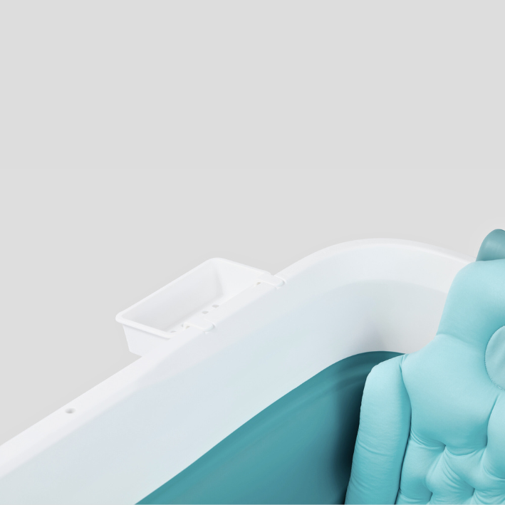 Foldebadekar til voksne med låg, digital termometer og fodmassage - 150cm/blå XL - Bonus tilbehør medfølger. Værdi kr. 795,-.