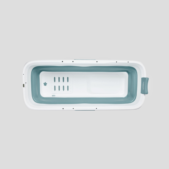 Foldebadekar til voksne med låg, digital termometer og fodmassage - 150cm/blå XL - Bonus tilbehør medfølger. Værdi kr. 795,-.