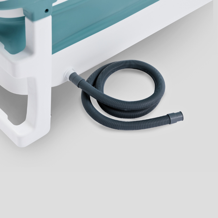 Foldebadekar til voksne med låg, digital termometer og fodmassage - 150cm/blå XL - Bonus tilbehør medfølger. Værdi kr. 795,-.