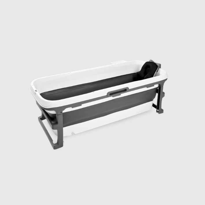 Special edition foldebadekar til voksne med låg, digital termometer og fodmassage - 150cm/Grå XL. Bonus tilbehør medfølger. Værdi kr. 695,-.