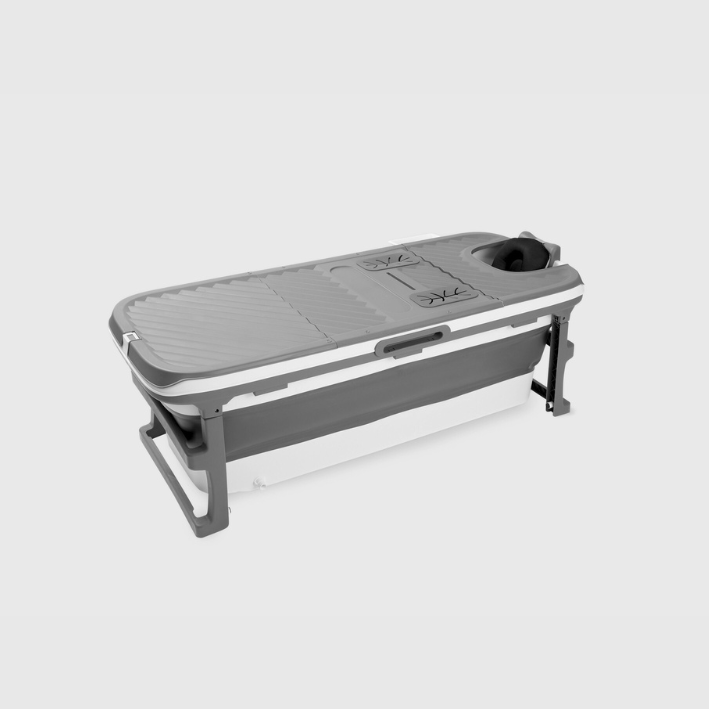 Special edition foldebadekar til voksne med låg, digital termometer og fodmassage - 150cm/Grå XL. Bonus tilbehør medfølger. Værdi kr. 695,-.