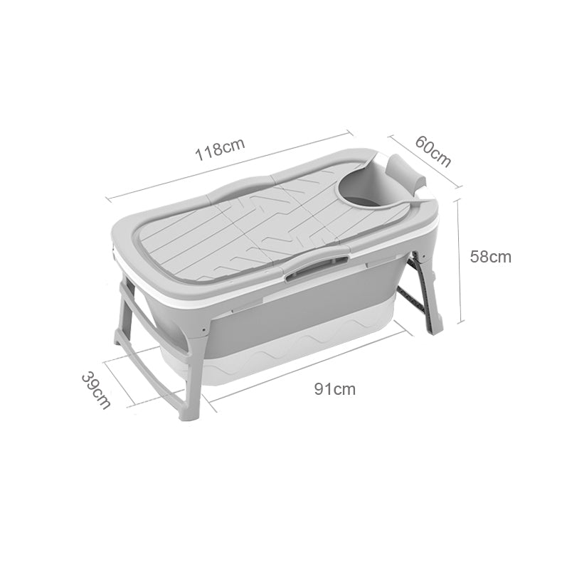 Foldebadekar til voksne - 118cm/Grå - uden fodmassage.