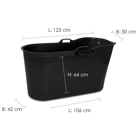 XL badebalje til voksne - Sort - 123cm - Ekstra kraftig plast og forbedret siddekomfort - Tubfamily®