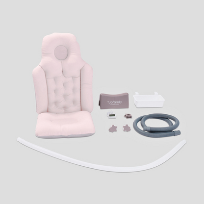 Foldebadekar til voksne - Med låg & termometer - 150cm - rosa -Bonus! 300 cm luksusslange, blå badepude samt ekstra prop inkl.