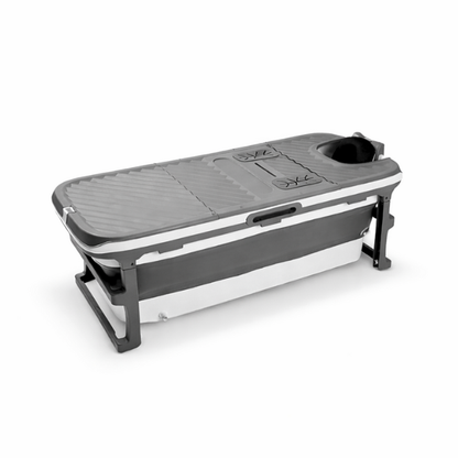 Special edition foldebadekar til voksne med låg, digital termometer og fodmassage - 150cm/Grå XL. Bonus tilbehør medfølger. Værdi kr. 798,-.
