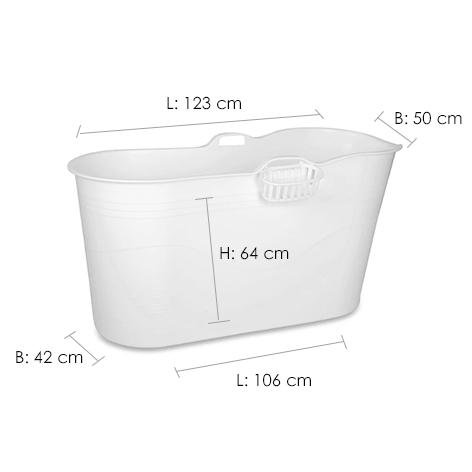 Isbad balje - XL - 123cm - hvid - Ekstra kraftig plast og forbedret siddekomfort - Tubfamily®