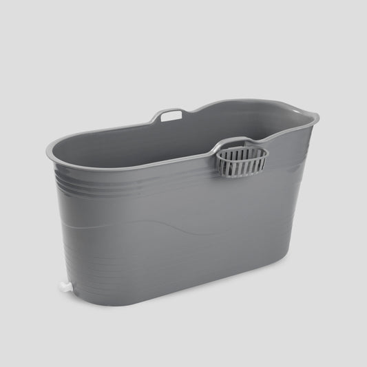 Isbad balje - XL - 123cm - grå - Ekstra kraftig plast og forbedret siddekomfort - Tubfamily®