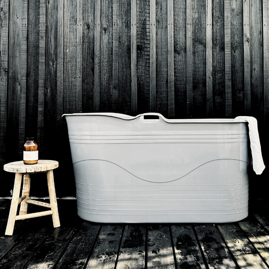 Isbad balje - XL - 123cm - grå - Ekstra kraftig plast og forbedret siddekomfort - Tubfamily®