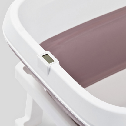 Foldebadekar til voksne - Med låg & termometer - 150cm - rosa -Bonus! 300 cm luksusslange, blå badepude samt ekstra prop inkl.