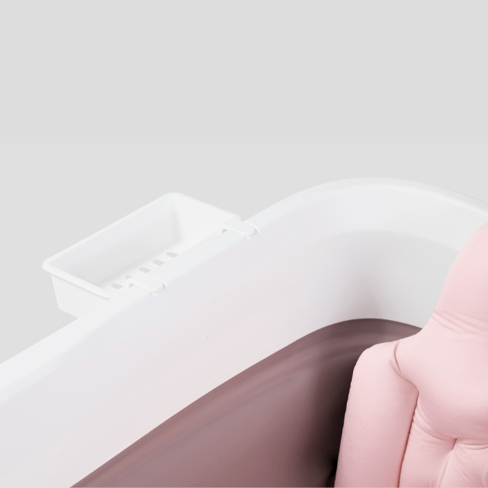 Foldebadekar til voksne - Med låg & termometer - 150cm - rosa -Bonus! 300 cm luksusslange, blå badepude samt ekstra prop inkl.