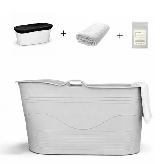 Isbad Startpakke - Badebalje XL, Epsom salt,Cover & Luksus håndklæde