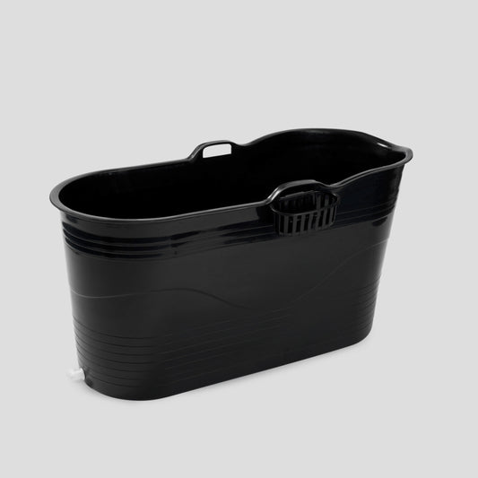 Isbad balje - XL - 123cm - sort - Ekstra kraftig plast og forbedret siddekomfort - Tubfamily®