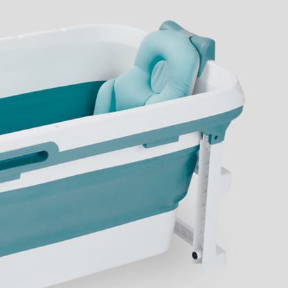 Foldebadekar til voksne med låg, digital termometer og fodmassage - 150cm/Blå XL. Bonus! 300 cm luksusslange, blå badepude samt ekstra prop inkl.